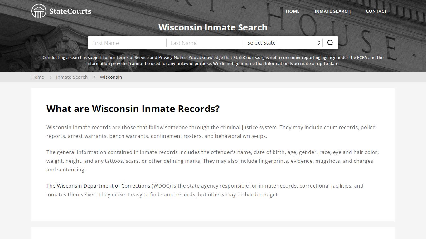 Wisconsin Inmate Search, Prison and Jail Information - StateCourts