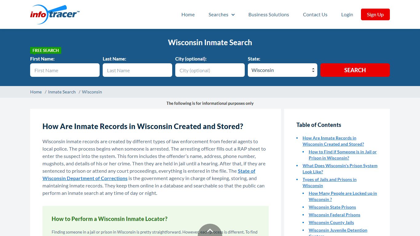 Wisconsin WI Inmate and Offender Search & Locator - InfoTracer